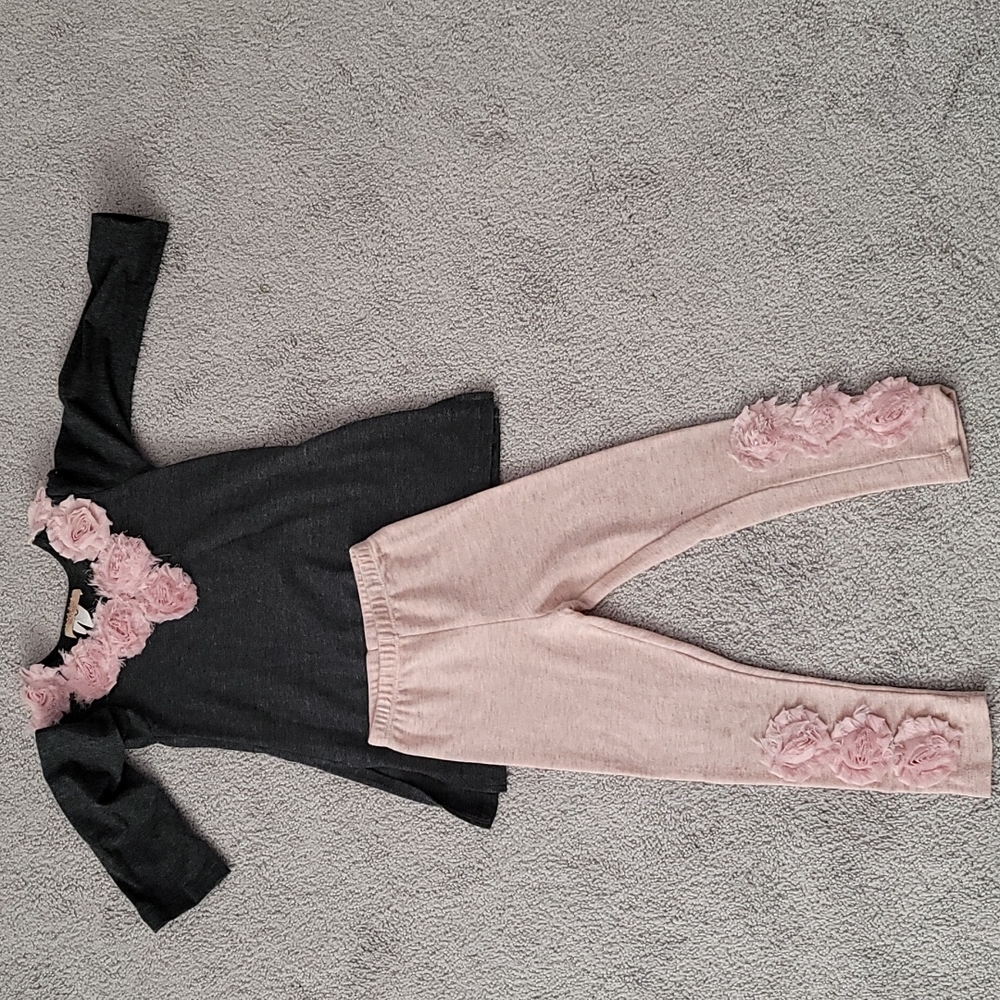 Girls 2pc set Mia Belle grey and pink